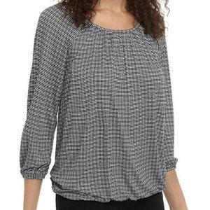 MICHAEL Michael Kors Check Peasant Knit Blouse
